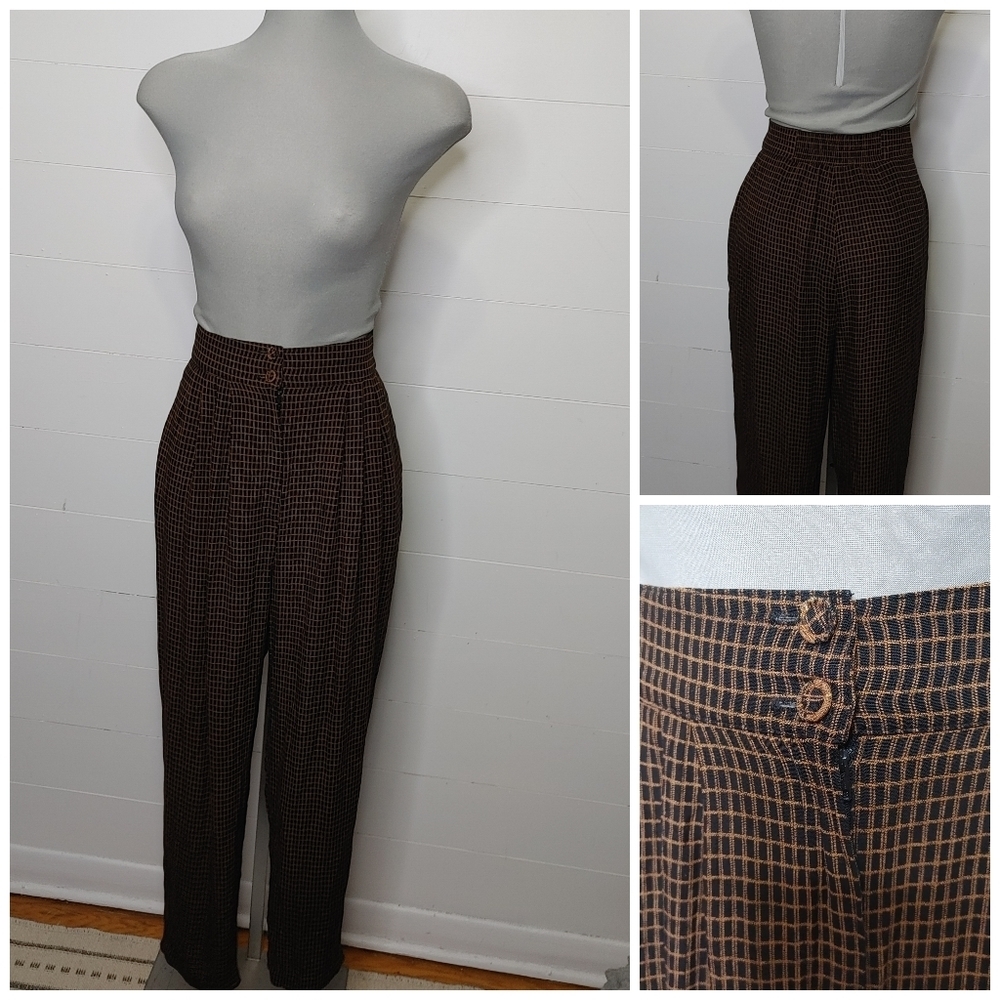 Vintage Brown Checkered Trousers